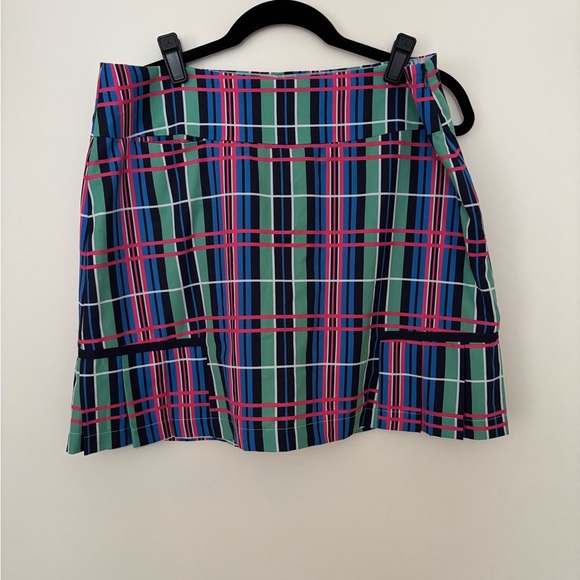 Golftini Pants - Women's Plaid Golf Skort - Blue, Green & Pink